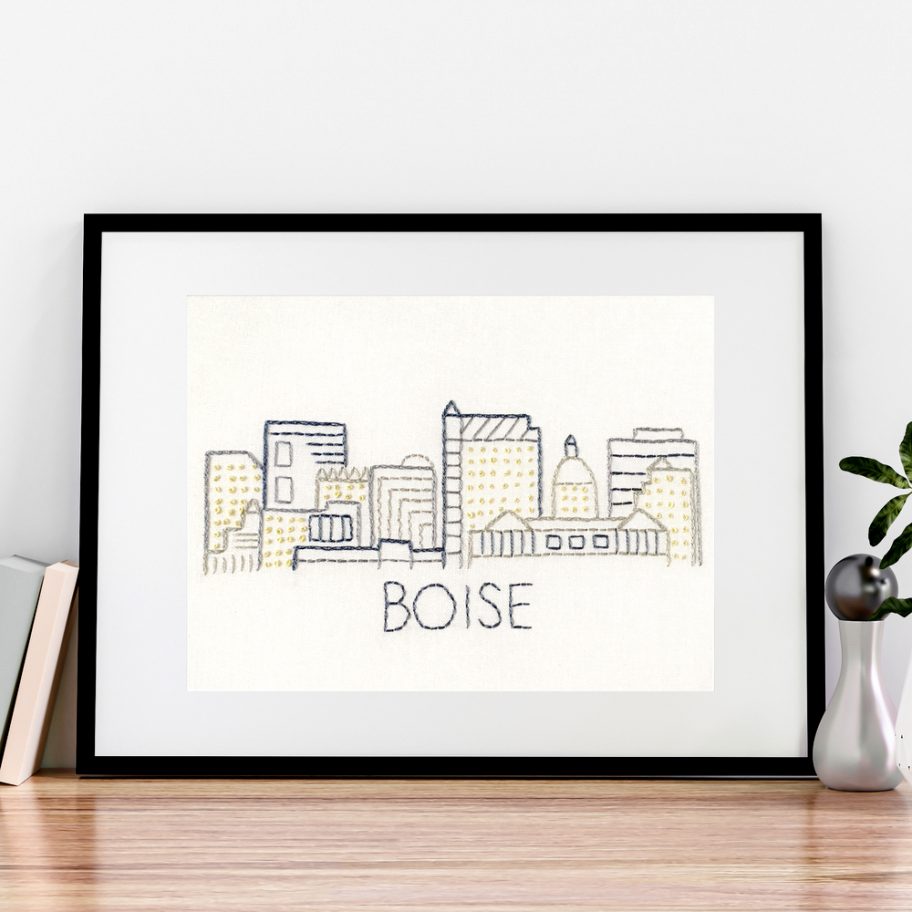 Boise City Skyline Hand Embroidery Pattern Wandering Threads Embroidery