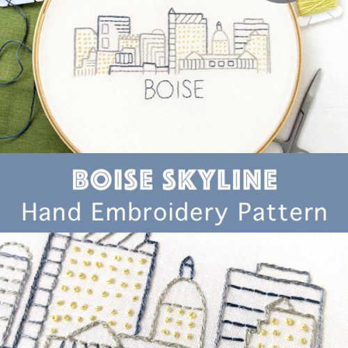 Boise City Skyline Hand Embroidery Pattern Wandering Threads Embroidery
