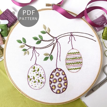 Hanging Easter Eggs Hand Embroidery Pattern