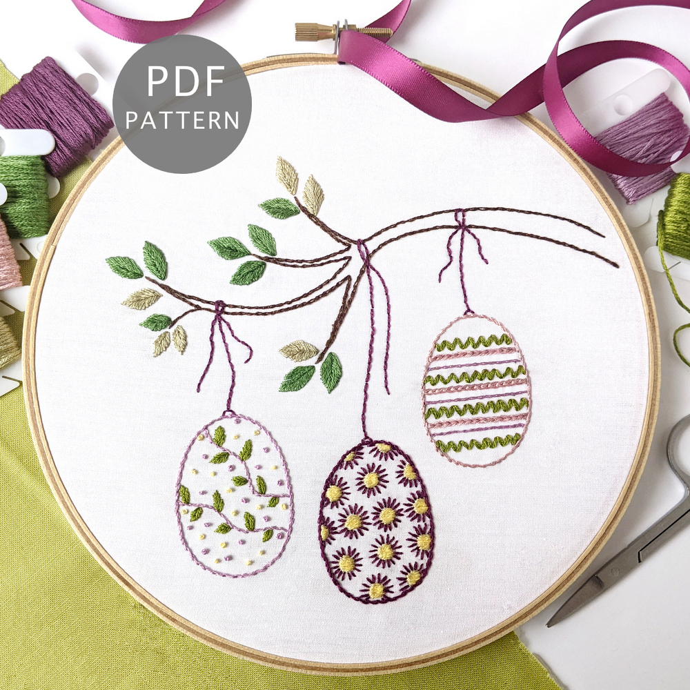 Hanging Easter Eggs Hand Embroidery Pattern - Wandering Threads ...