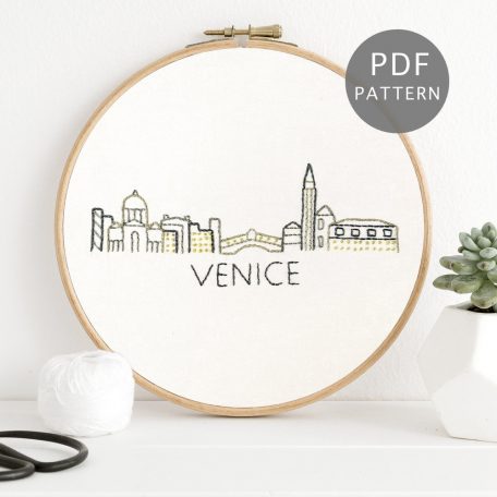 Venice Skyline Hand Embroidery Pattern