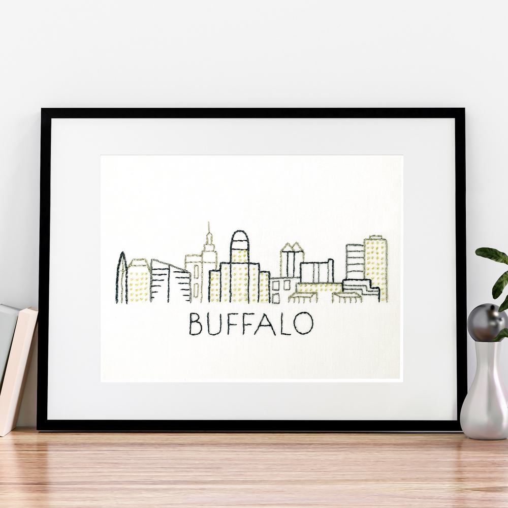 Buffalo City Skyline Hand Embroidery Pattern