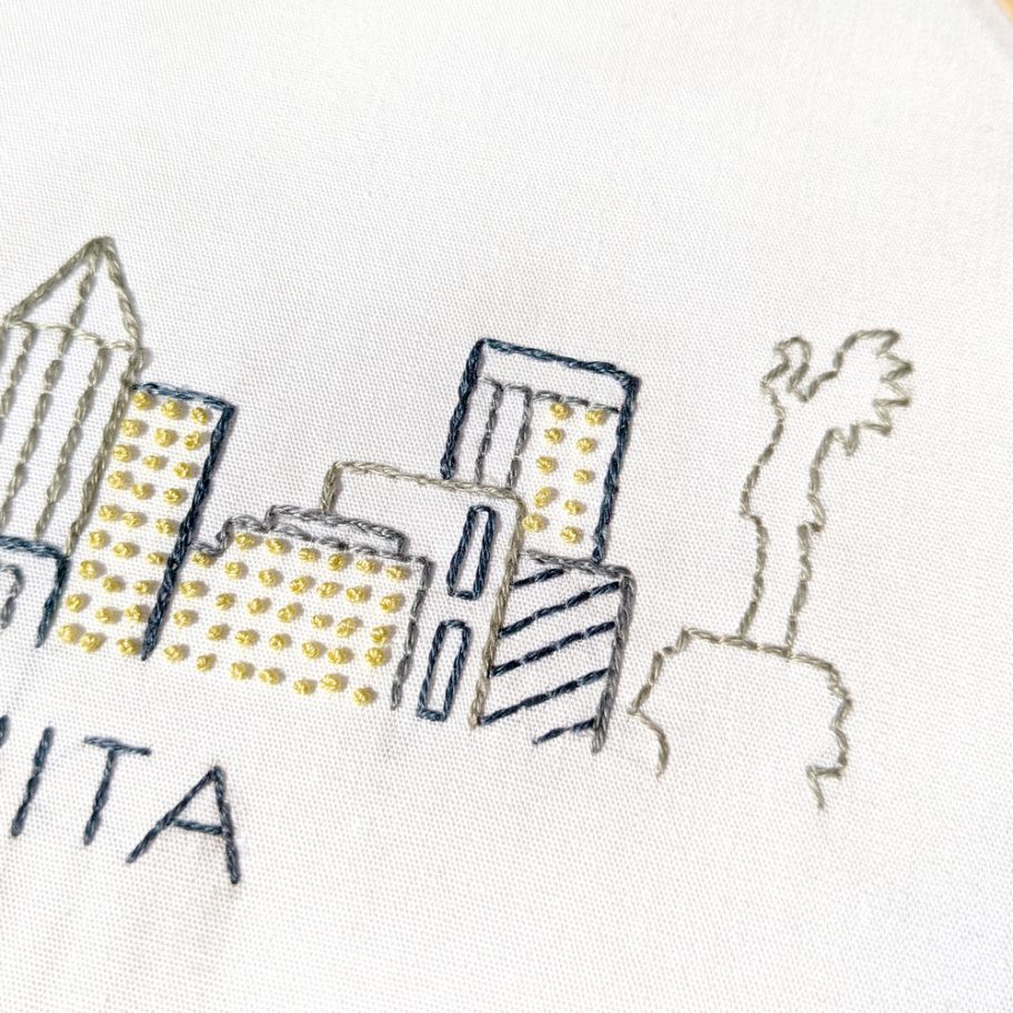 Wichita City Skyline Hand Embroidery Pattern Wandering Threads Embroidery
