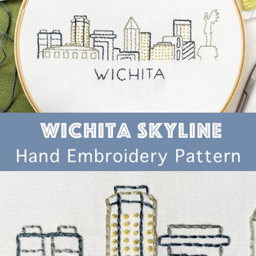 Wichita City Skyline Hand Embroidery Pattern Wandering Threads Embroidery