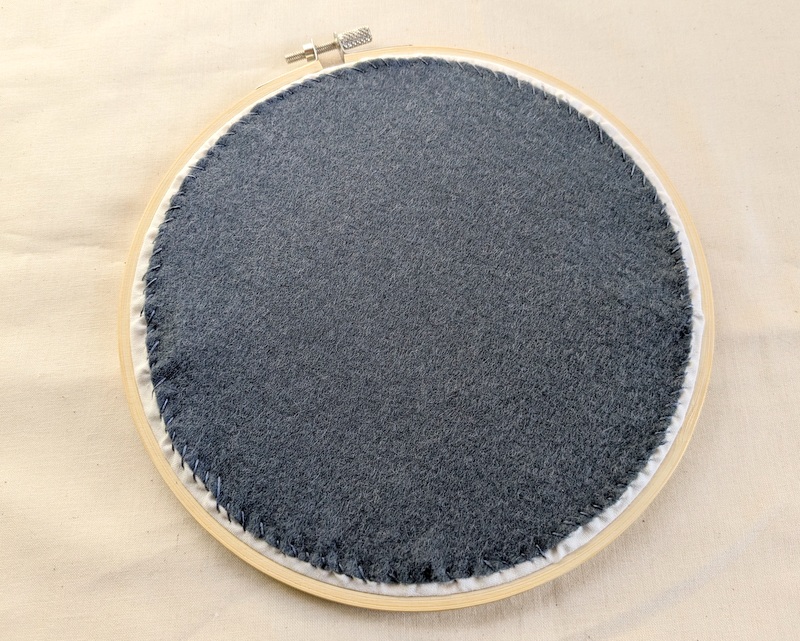 Embroidery in hoop with felt backing.