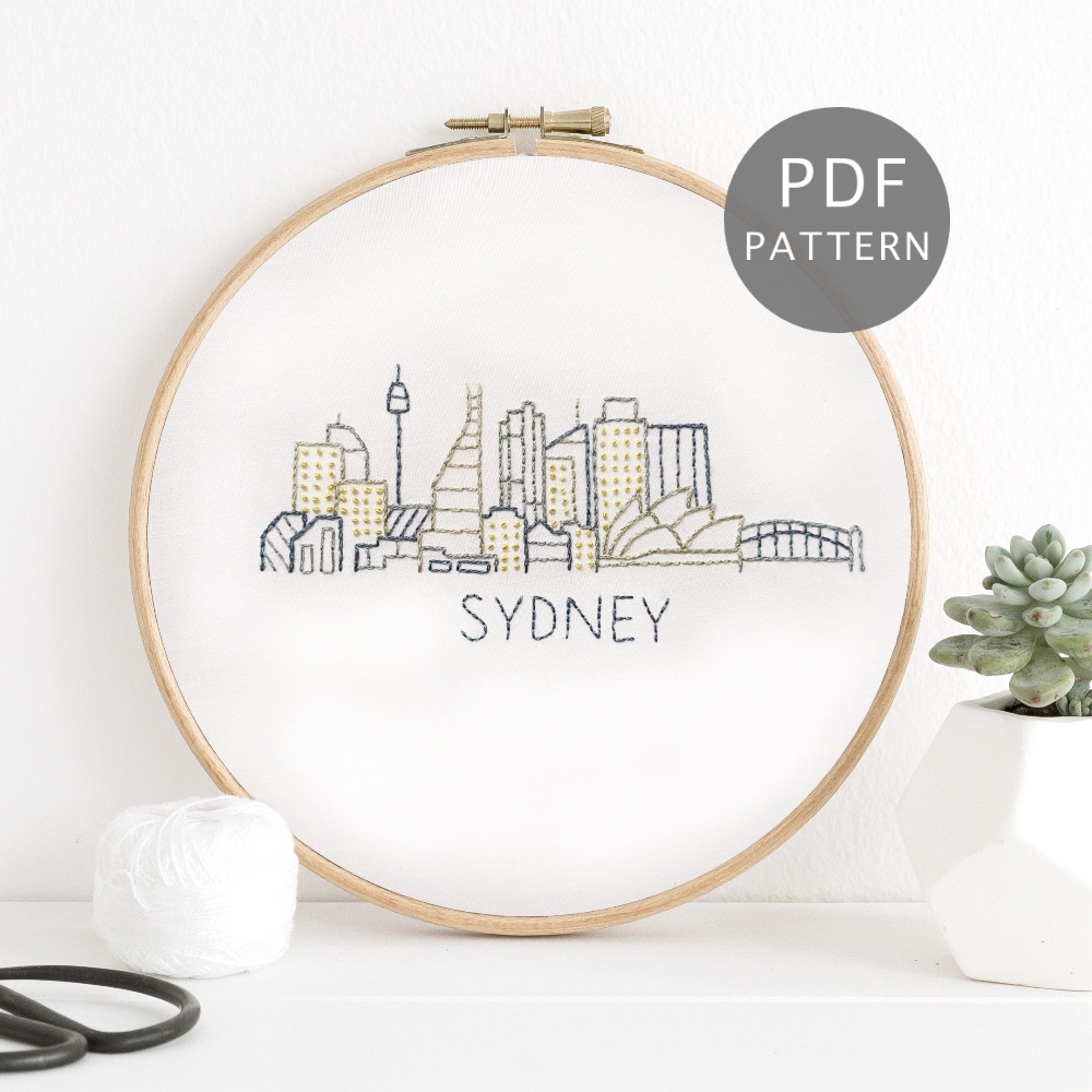 Sydney City Skyline Hand Embroidery Pattern