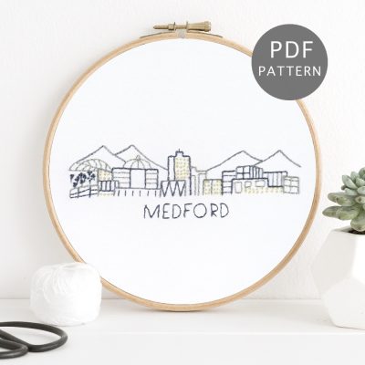 Medford, Oregon City Skyline Hand Embroidery Pattern
