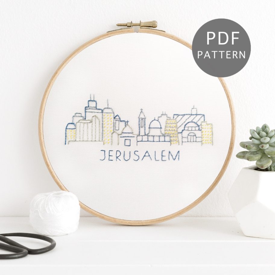 Jerusalem Pattern Jerusalem City Skyline Hand Embroidery Pattern - Wandering Threads ...
