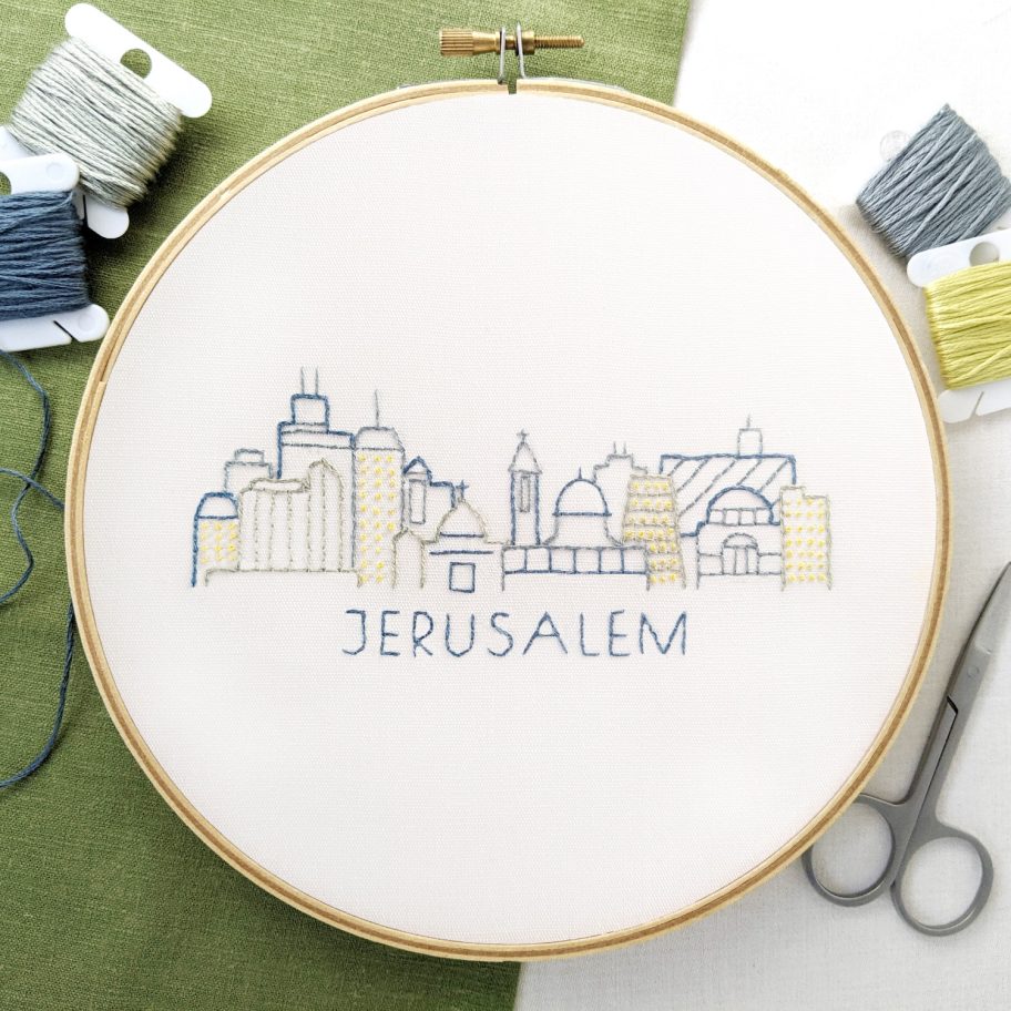 Jerusalem Pattern Jerusalem City Skyline Hand Embroidery Pattern - Wandering Threads ...