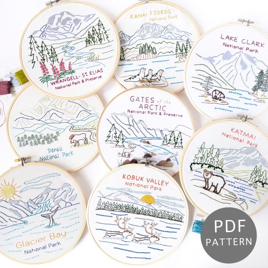 Alaska National Parks Hand Embroidery Pattern Collection - Wandering ...