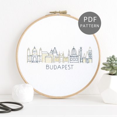 Budapest City Skyline Hand Embroidery Pattern