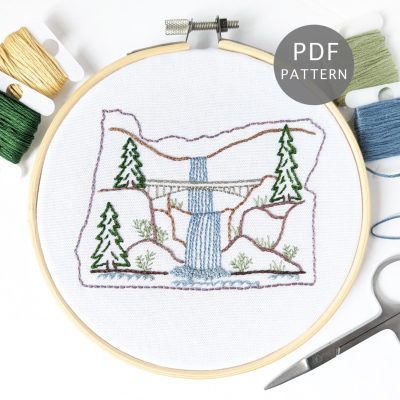 Oregon Waterfall Hand Embroidery Pattern