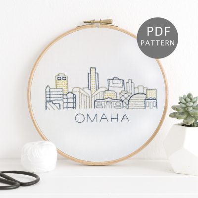 Omaha City Skyline Hand Embroidery Pattern